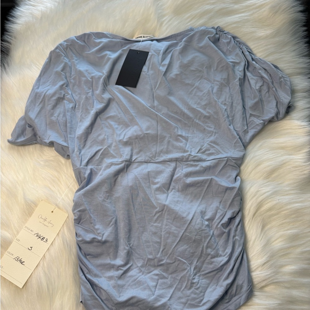 Gray Ruched Relaxed Blouse - Picture 6 of 6